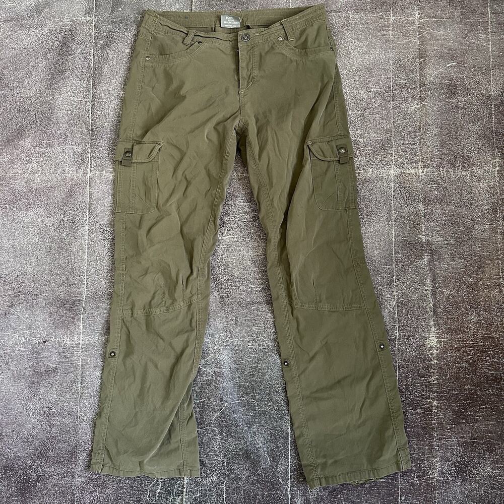 Women's Kuhl Vintage Patina Dye Army Moss Green Canvas Light Hiking Pants Sz 12